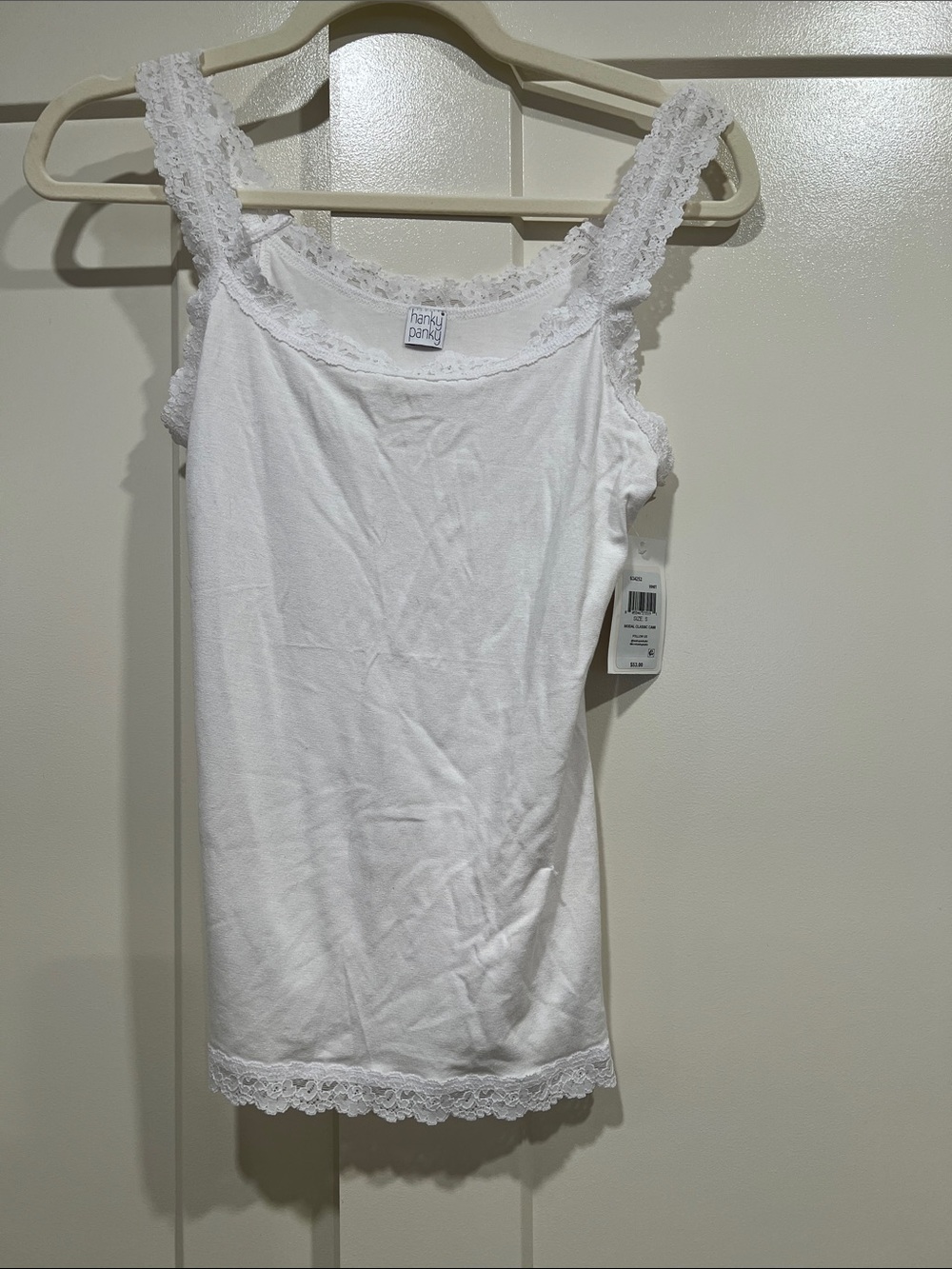 Hanky Panky White Lace-Trim Camisole Tank NWT